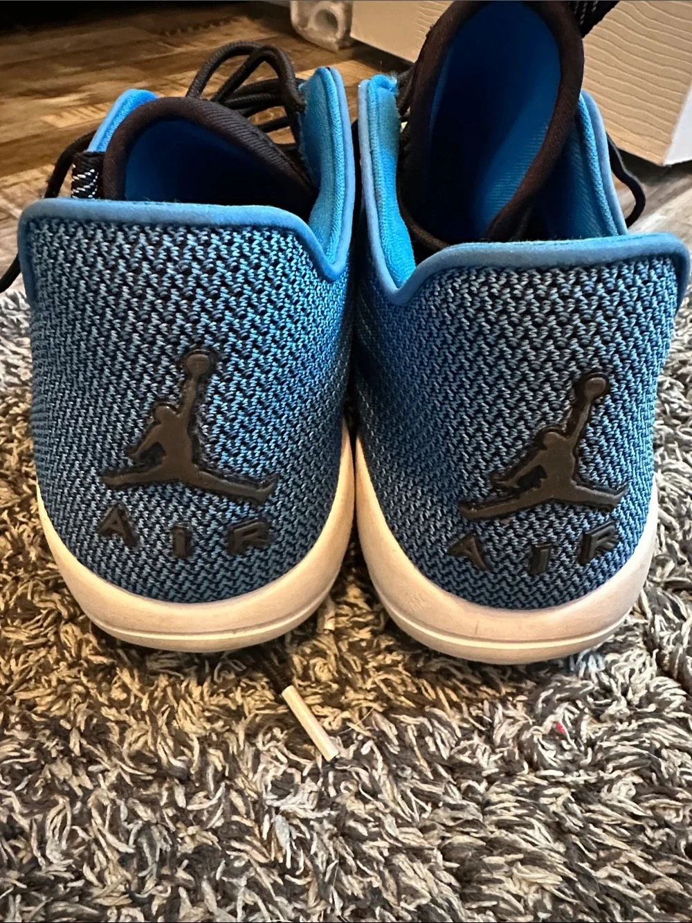 Men's Air Jordans Casual Blue Knit Lace-Up Sneakers, 9